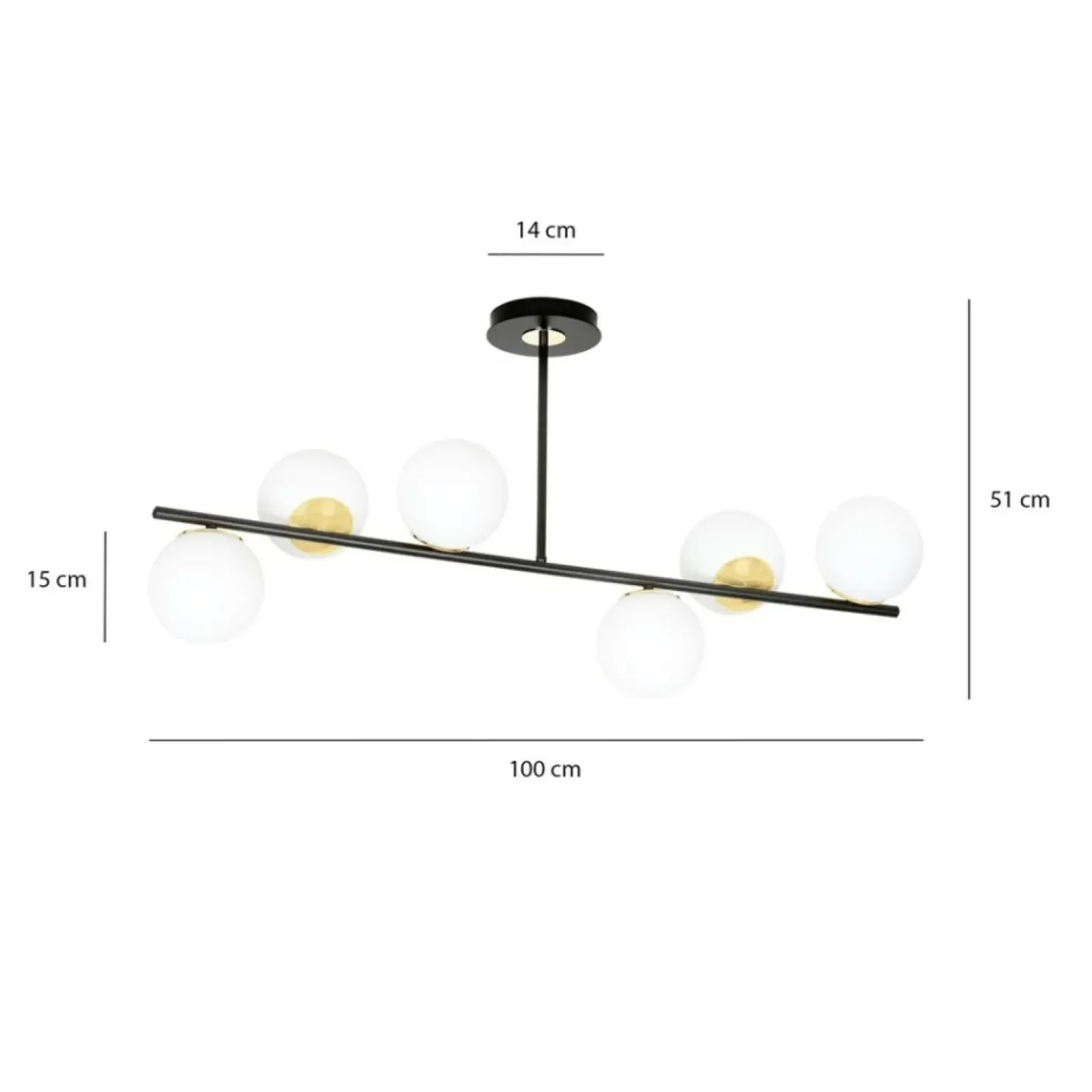 Best Sale Sklep Kaja Czarna lampa sufitowa ze złotymi elementami 1022/6 FLOKI | Kaja