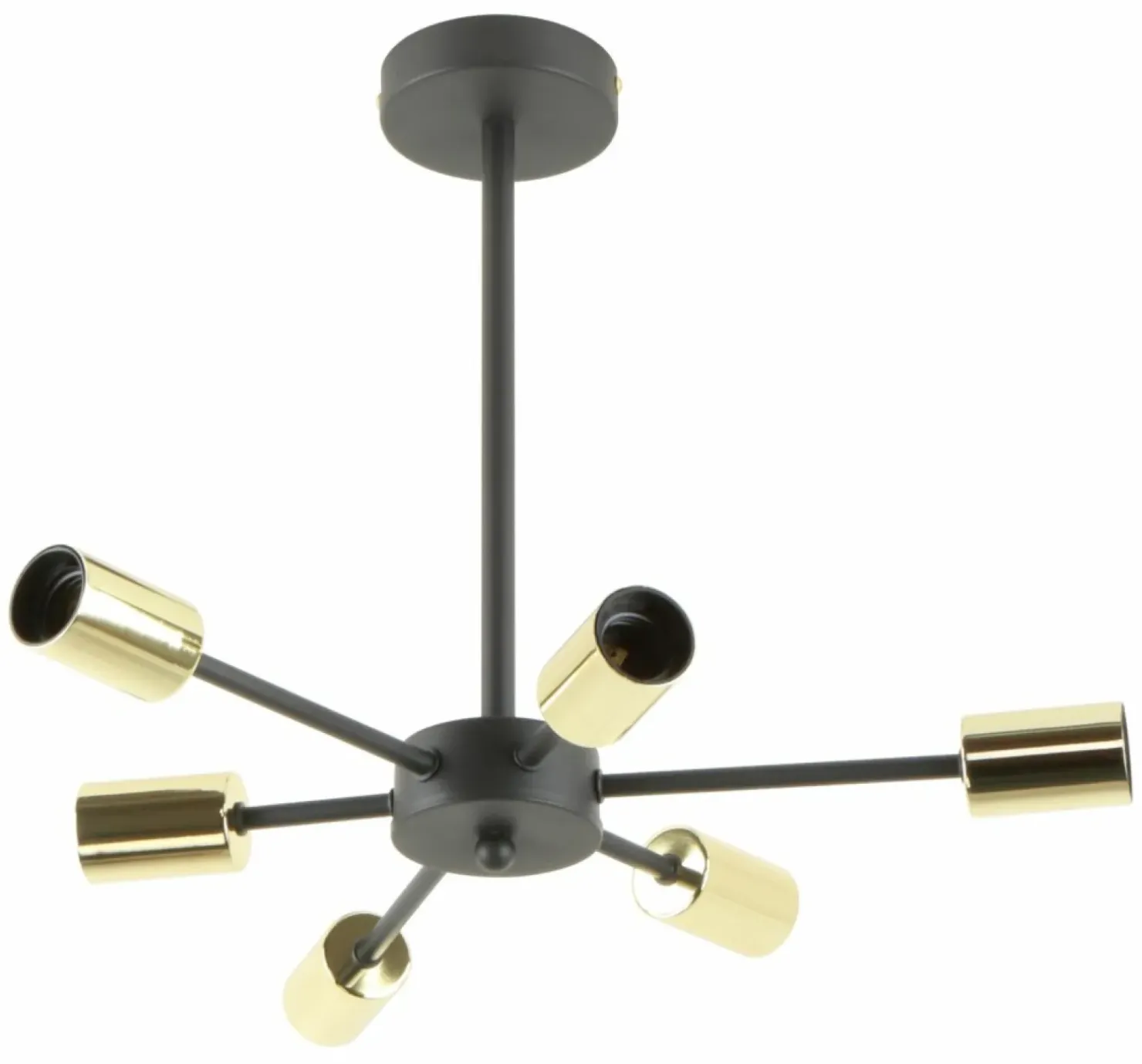 Outlet Sklep Kaja Czarna lampa sufitowa ze złotymi oprawkami ZM A8100-6 z serii MANDI