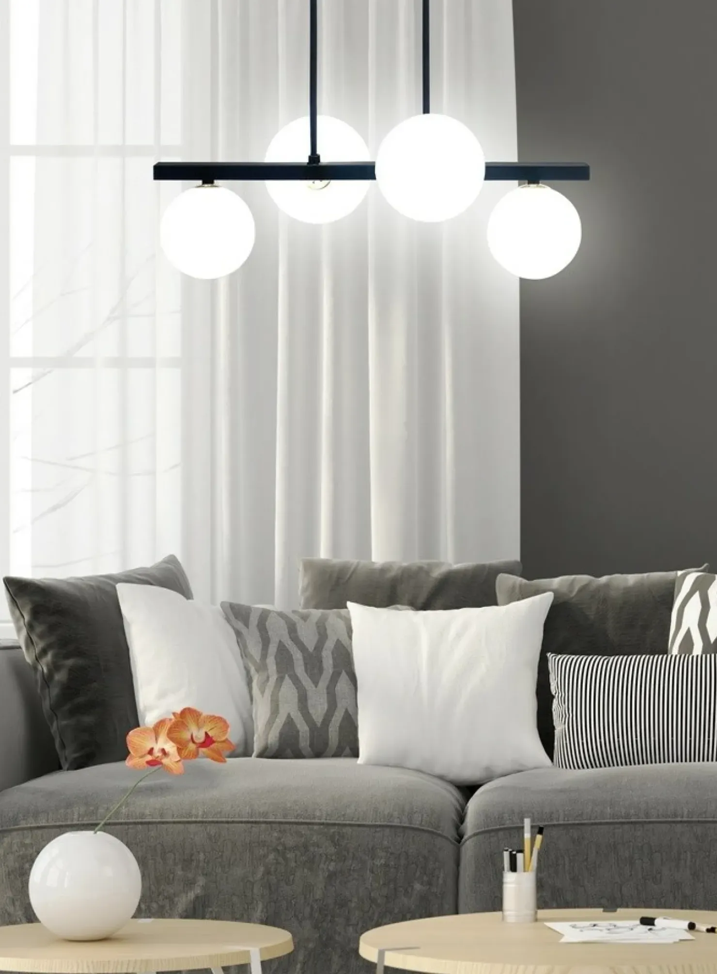 Store Sklep Kaja Czarna lampa wisząca, do stylowej sypialni 34-01214 z serii KAMA