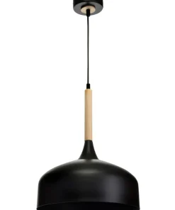 Online Sklep Kaja Czarna lampa wisząca, drewniany element MLP6218 z serii TAYLOR | Kaja Oświetleni