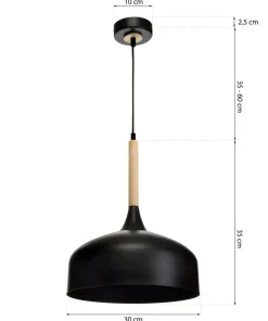 Online Sklep Kaja Czarna lampa wisząca, drewniany element MLP6218 z serii TAYLOR | Kaja Oświetleni