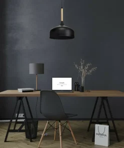 Online Sklep Kaja Czarna lampa wisząca, drewniany element MLP6218 z serii TAYLOR | Kaja Oświetleni