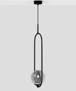 Best Sale Sklep Kaja Czarna lampa wisząca elipsa z grafitowym kloszem K-5110 z serii DAVOS