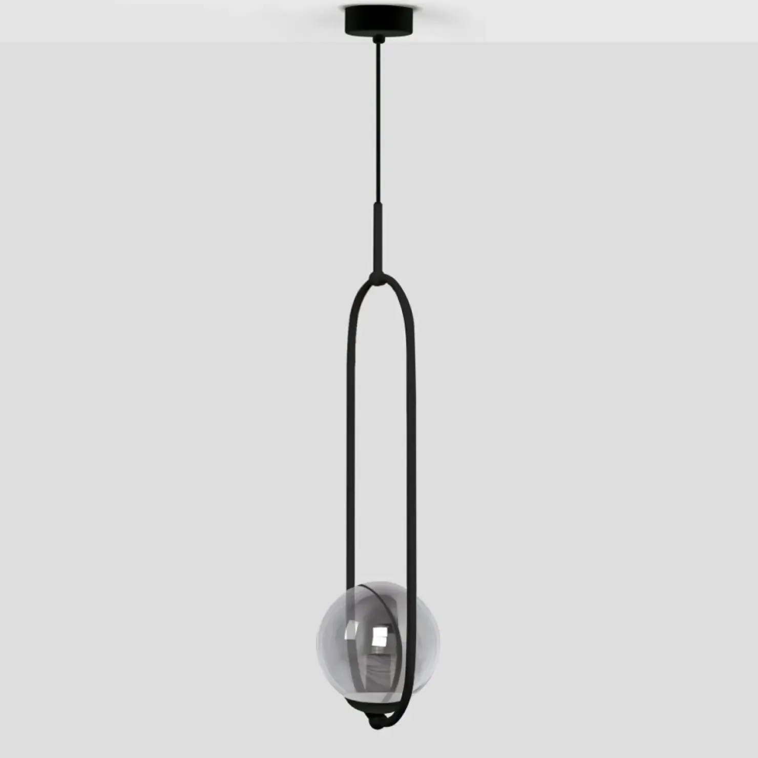 Best Sale Sklep Kaja Czarna lampa wisząca elipsa z grafitowym kloszem K-5110 z serii DAVOS