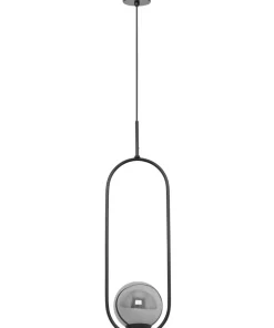 Best Sale Sklep Kaja Czarna lampa wisząca elipsa z grafitowym kloszem K-5110 z serii DAVOS