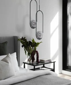Best Sale Sklep Kaja Czarna lampa wisząca elipsa z grafitowym kloszem K-5110 z serii DAVOS
