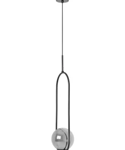 Best Sale Sklep Kaja Czarna lampa wisząca elipsa z grafitowym kloszem K-5110 z serii DAVOS