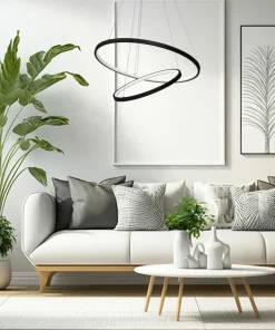 Online Sklep Kaja Czarna lampa wisząca LED, dwie obręcze ML7942 ROTONDA | Kaja