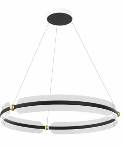 Best Sale Sklep Kaja Czarna lampa wisząca LED koło PND-62738-53W-3K-BK-GD FARIS | Kaja