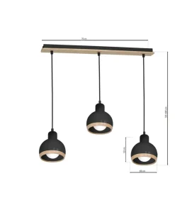 Store Sklep Kaja Czarna lampa wisząca na listwie, nad stół MLP7046 z serii OVAL | Kaja Oświetleni czarny