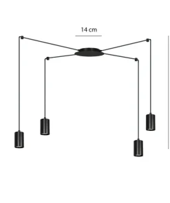 Store Sklep Kaja Czarna lampa wisząca w stylu industrialnym 524/4 | Kaja Oświetlenie czarny