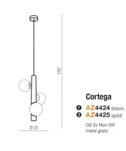 Best Sale Sklep Kaja Czarna lampa wisząca z białymi kloszami AZ4424 CORTEGA | Kaja czarny