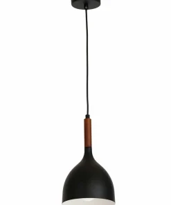 Hot Sklep Kaja Czarna lampa wisząca z białym wnętrzem LX 1389 z serii NOAK WOOD