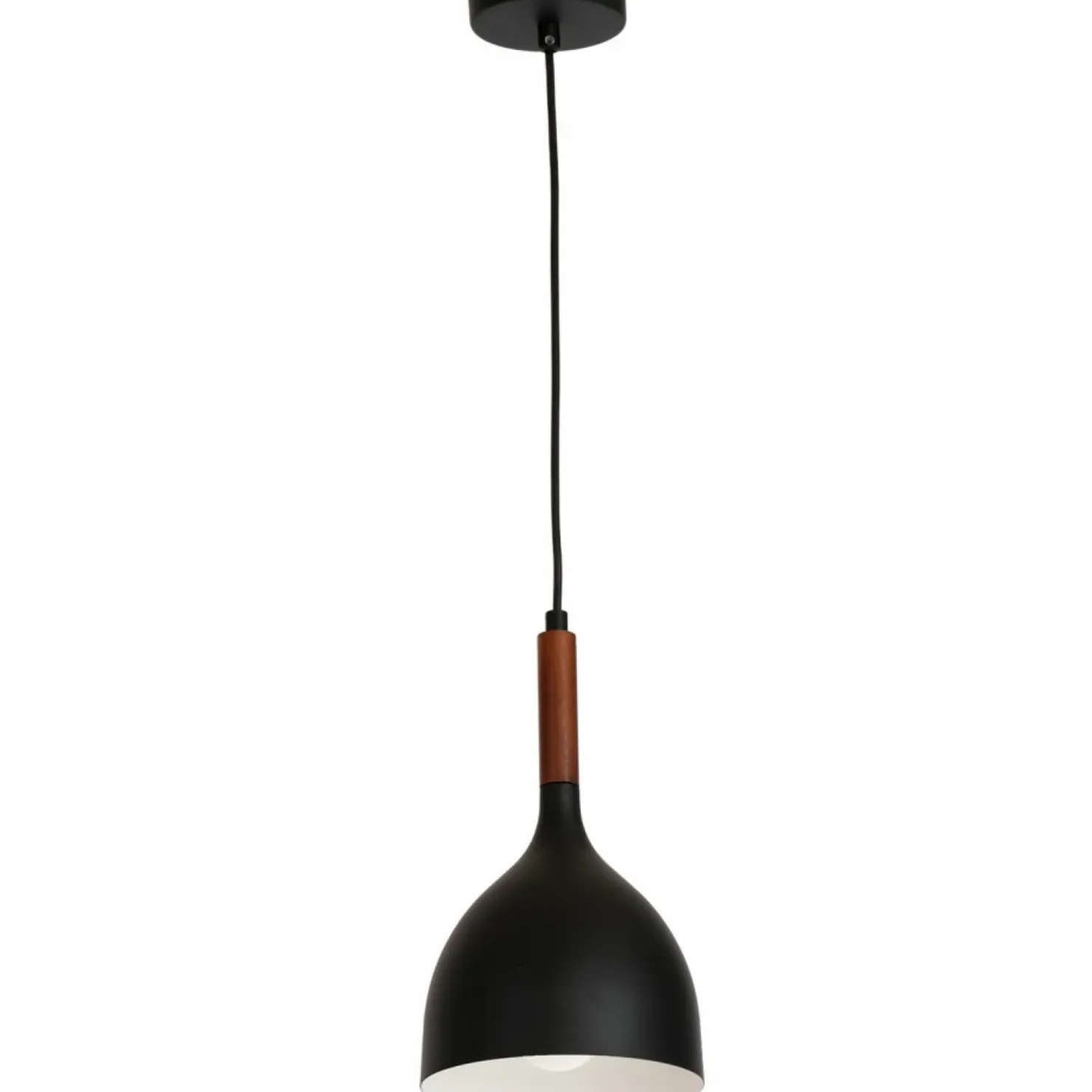 Hot Sklep Kaja Czarna lampa wisząca z białym wnętrzem LX 1389 z serii NOAK WOOD