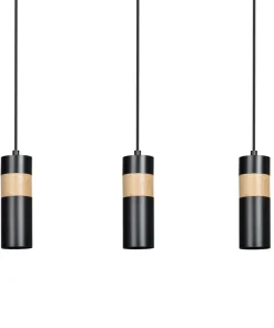 Sale Sklep Kaja Czarna lampa wisząca z drewnianym zdobieniem 732/3 z serii AKA