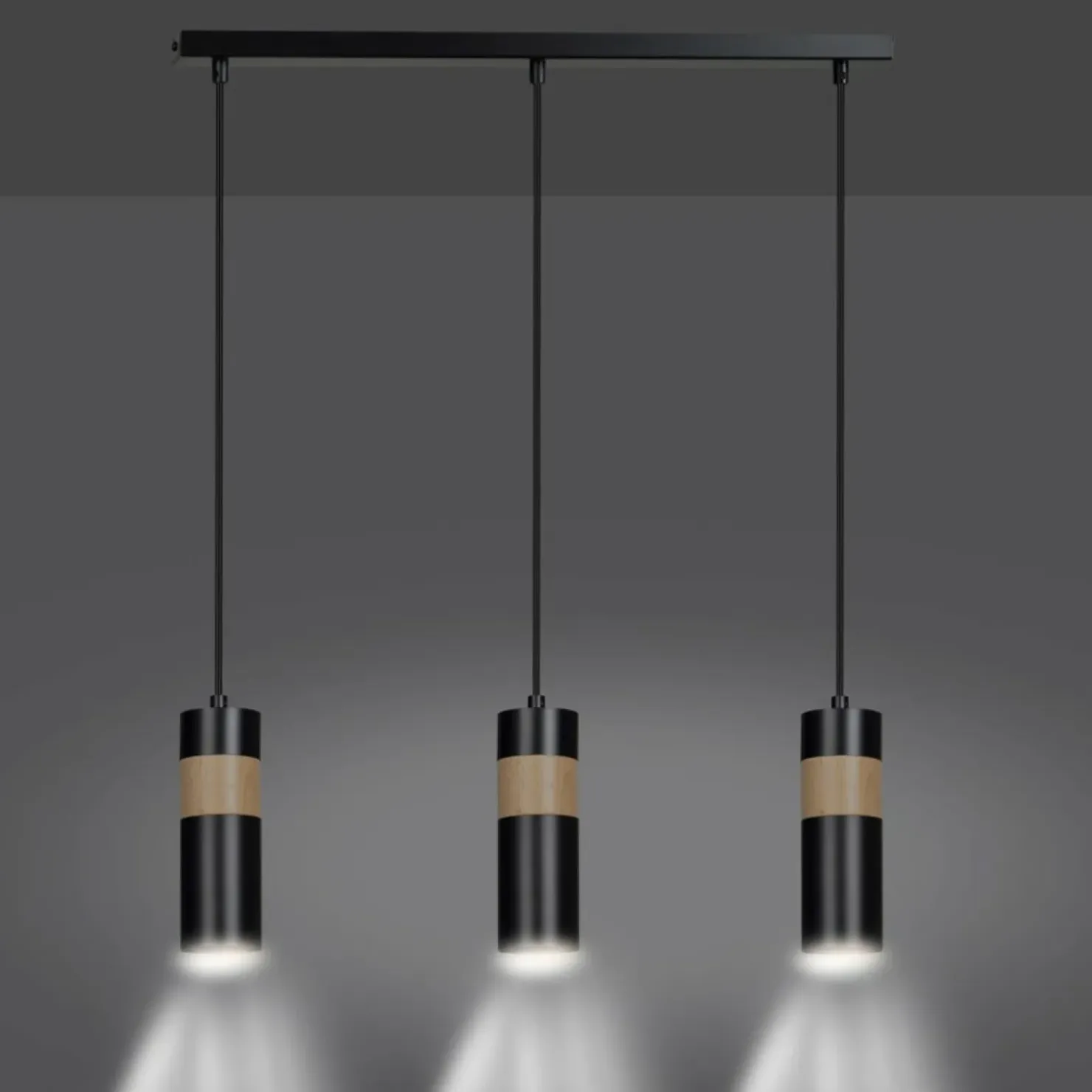 Sale Sklep Kaja Czarna lampa wisząca z drewnianym zdobieniem 732/3 z serii AKA