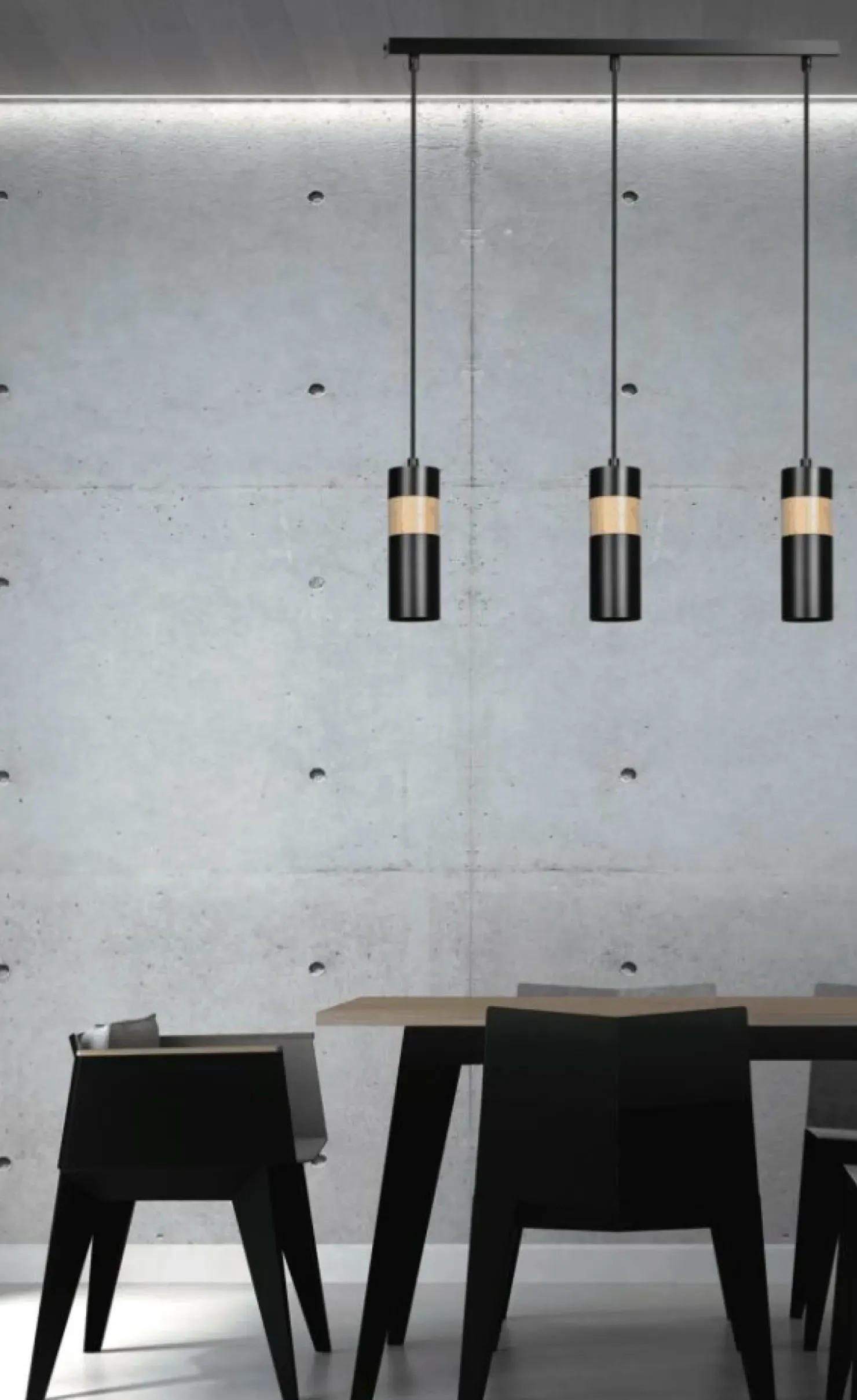 Sale Sklep Kaja Czarna lampa wisząca z drewnianym zdobieniem 732/3 z serii AKA
