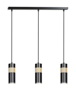 Sale Sklep Kaja Czarna lampa wisząca z drewnianym zdobieniem 732/3 z serii AKA