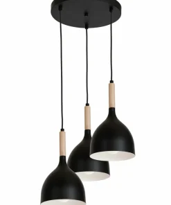 Cheap Sklep Kaja Czarna lampa wisząca z drewnianą dekoracją LX 1192 z serii NOAK WOOD