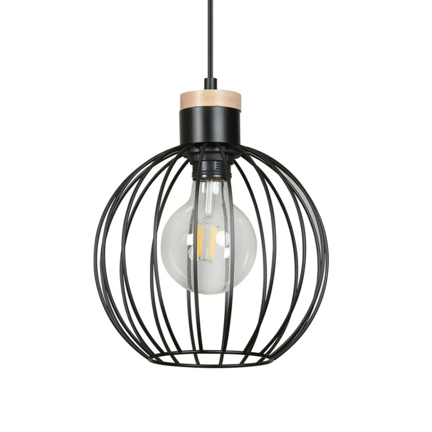 Sale Sklep Kaja Czarna lampa wisząca z drucianym kloszem 754/1 | Kaja Oświetlenie czarny