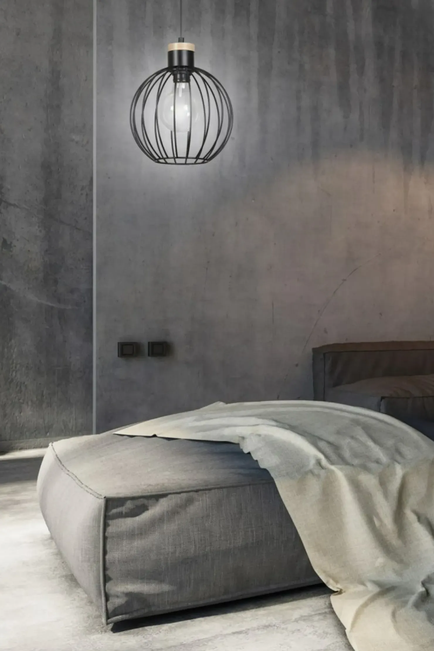 Sale Sklep Kaja Czarna lampa wisząca z drucianym kloszem 754/1 | Kaja Oświetlenie czarny