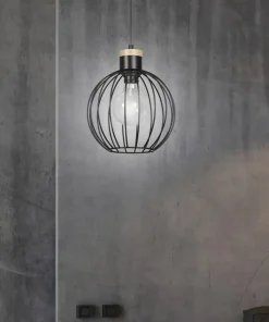 Sale Sklep Kaja Czarna lampa wisząca z drucianym kloszem 754/1 | Kaja Oświetlenie czarny