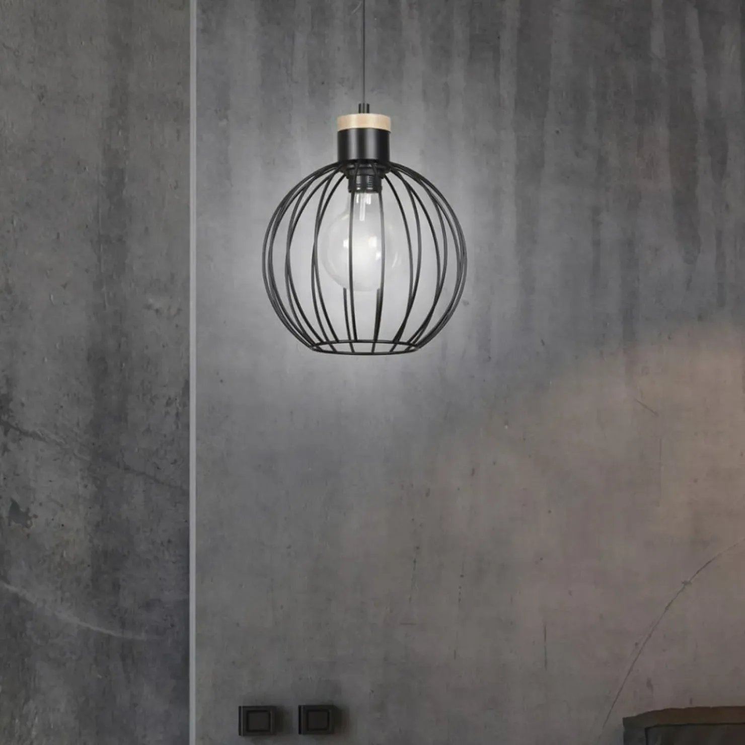 Sale Sklep Kaja Czarna lampa wisząca z drucianym kloszem 754/1 | Kaja Oświetlenie czarny