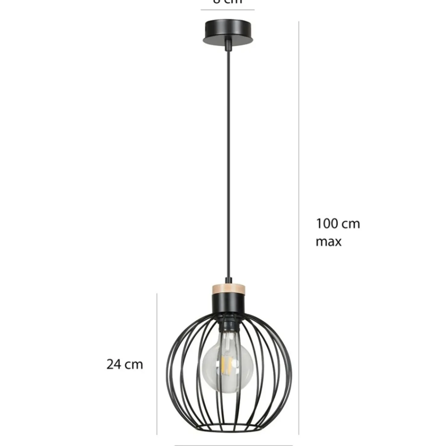 Sale Sklep Kaja Czarna lampa wisząca z drucianym kloszem 754/1 | Kaja Oświetlenie czarny