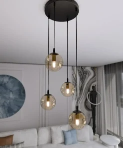 Best Sklep Kaja Czarna lampa wisząca z kloszami na mały gwint 713/4PREM | Kaja