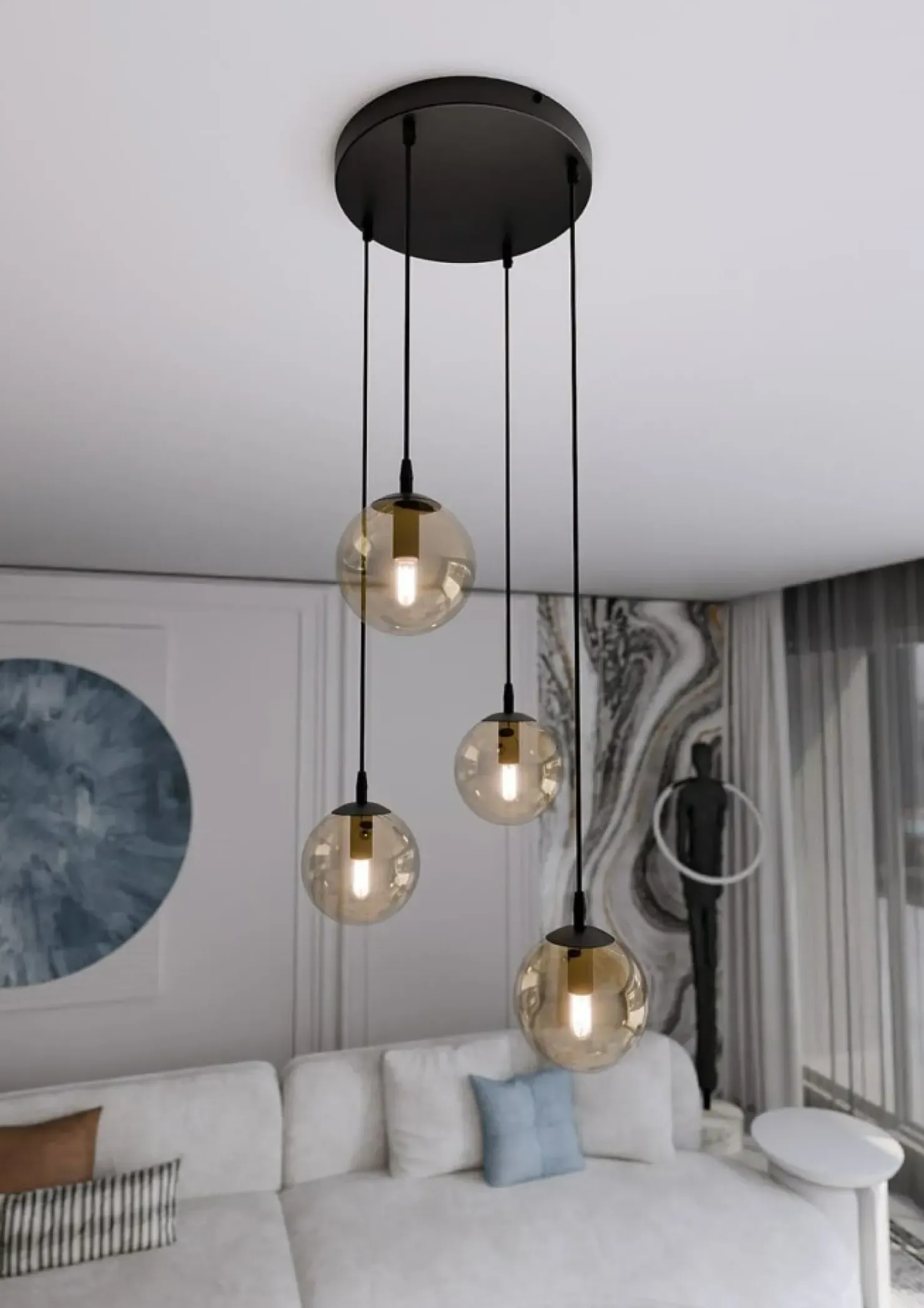 Best Sklep Kaja Czarna lampa wisząca z kloszami na mały gwint 713/4PREM | Kaja