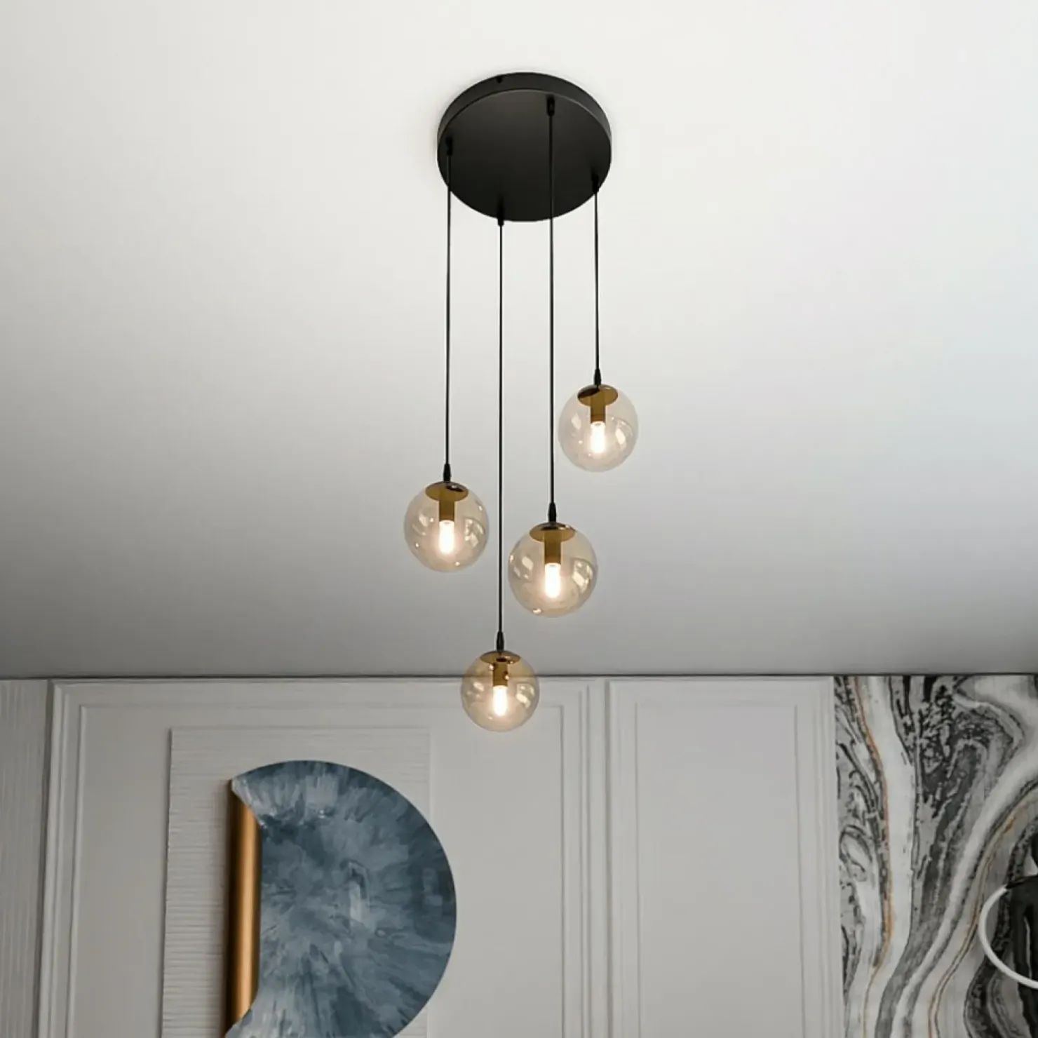 Best Sklep Kaja Czarna lampa wisząca z kloszami na mały gwint 713/4PREM | Kaja