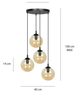 Best Sklep Kaja Czarna lampa wisząca z kloszami na mały gwint 713/4PREM | Kaja