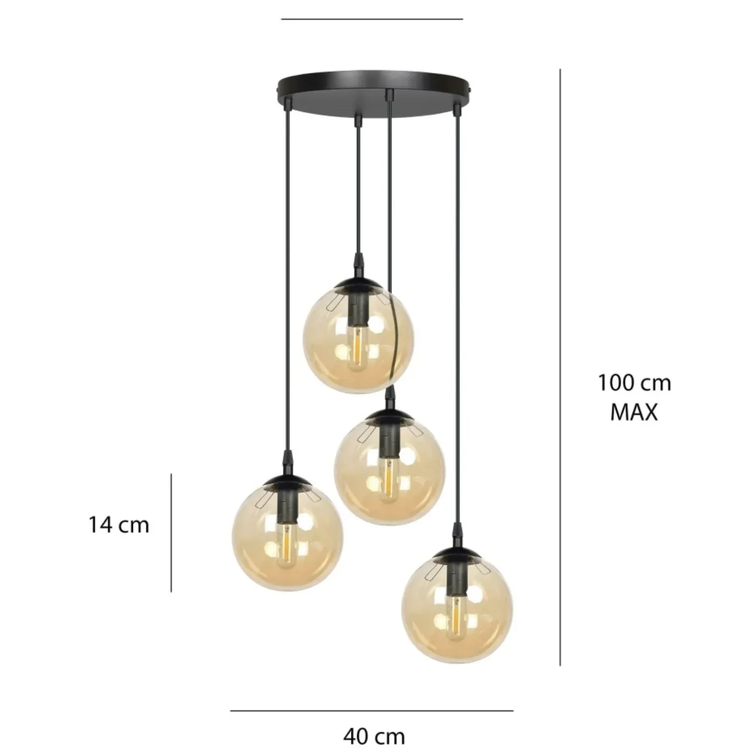 Best Sklep Kaja Czarna lampa wisząca z kloszami na mały gwint 713/4PREM | Kaja