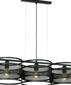 Czarna lampa wisząca z ozdobnymi obręczami LX 1121 z serii RIM | Kaja*Sklep Kaja Cheap