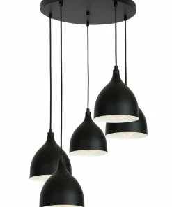Store Sklep Kaja Czarna lampa wisząca z pięcioma kloszami LX 1881 z serii NOAK | Kaja czarny