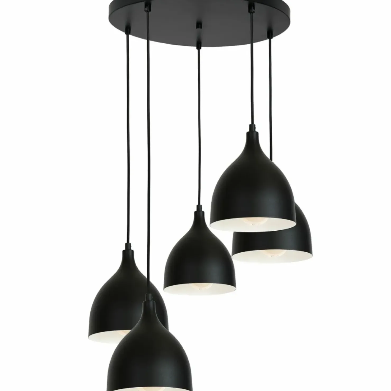 Store Sklep Kaja Czarna lampa wisząca z pięcioma kloszami LX 1881 z serii NOAK | Kaja czarny