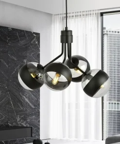 Fashion Sklep Kaja Czarna lampa wisząca z regulowaną wysokością 1139/4 NOVA | Kaja