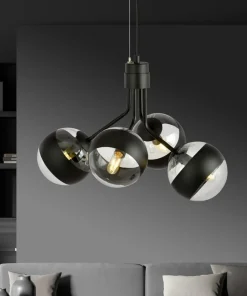 Fashion Sklep Kaja Czarna lampa wisząca z regulowaną wysokością 1139/4 NOVA | Kaja