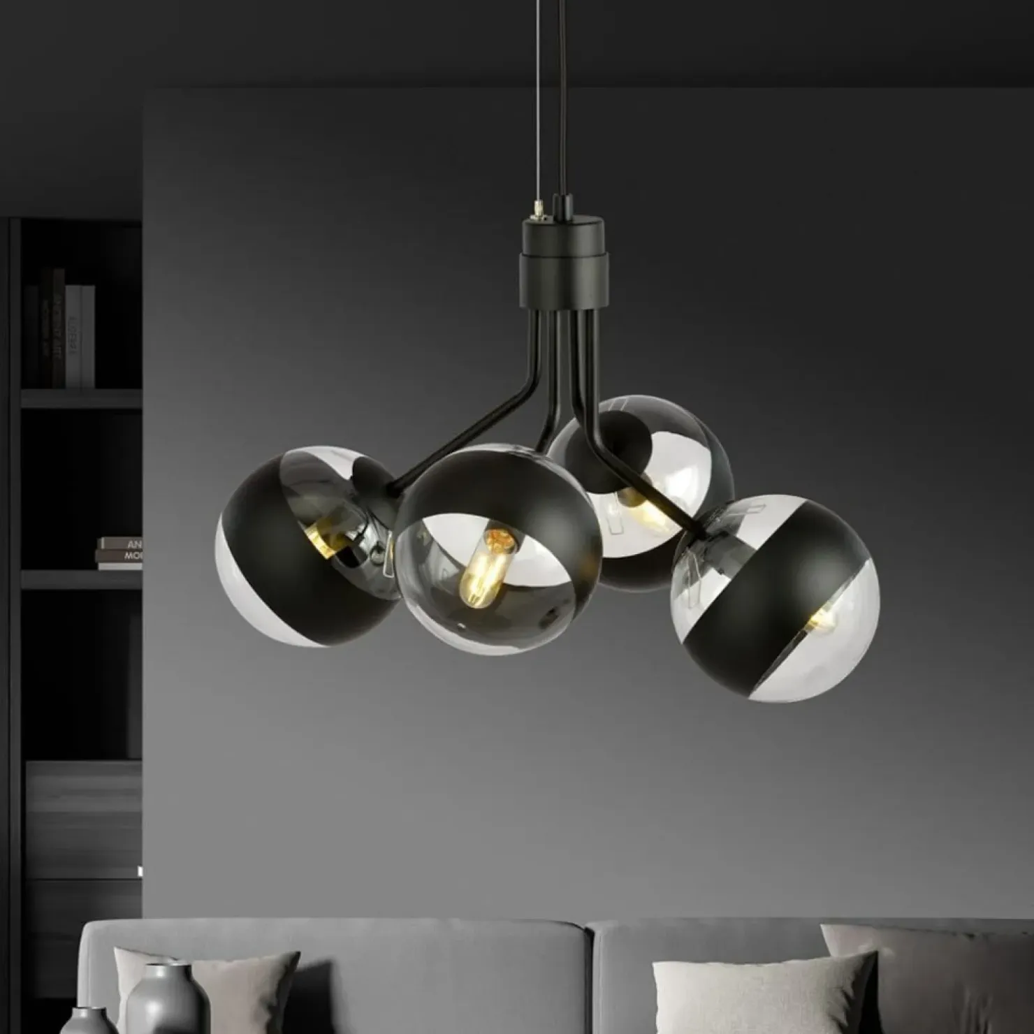 Fashion Sklep Kaja Czarna lampa wisząca z regulowaną wysokością 1139/4 NOVA | Kaja