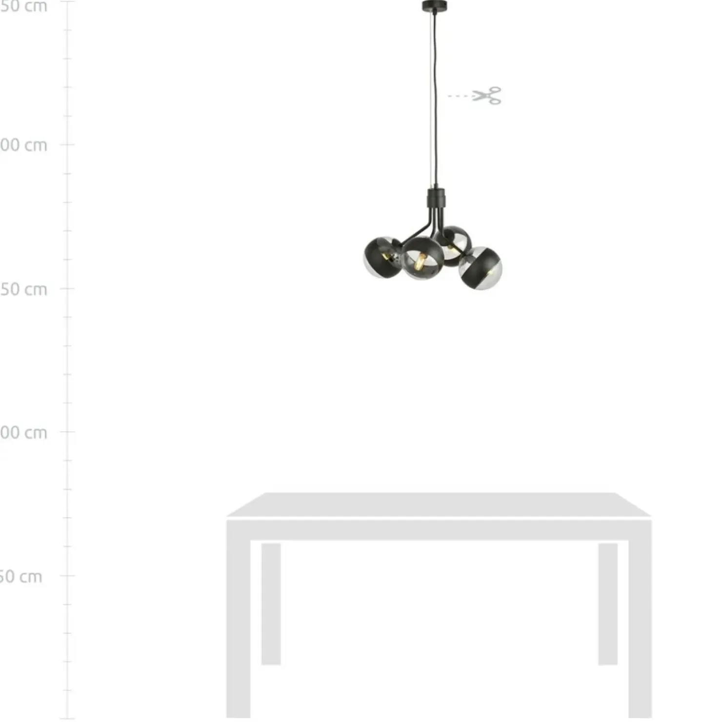 Fashion Sklep Kaja Czarna lampa wisząca z regulowaną wysokością 1139/4 NOVA | Kaja