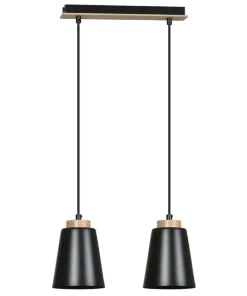 Store Sklep Kaja Czarna lampa wisząca ze zdobieniami drewnianymi 442/2 | Kaja