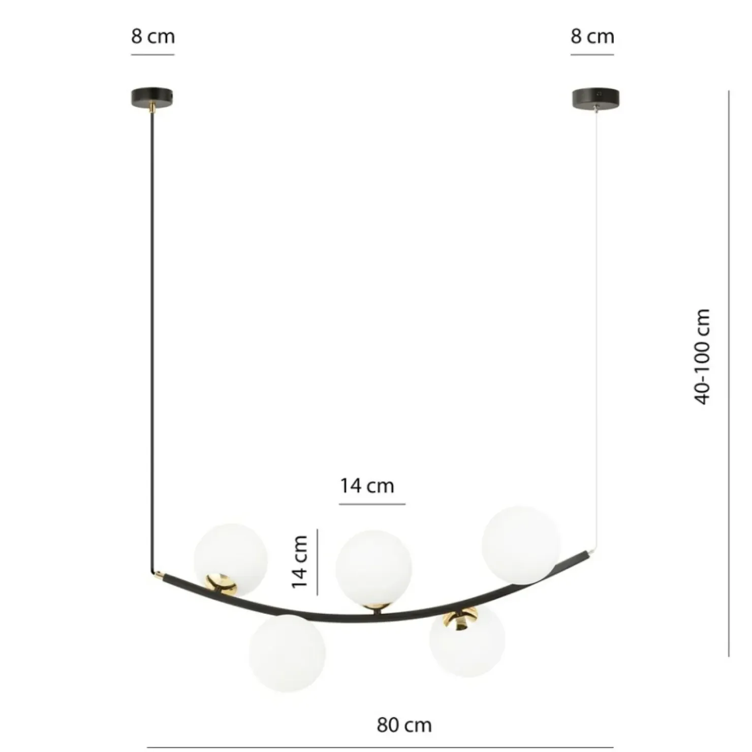 Discount Sklep Kaja Czarna lampa wisząca ze złotymi elementami 1298/5 z serii RITZ | Kaja