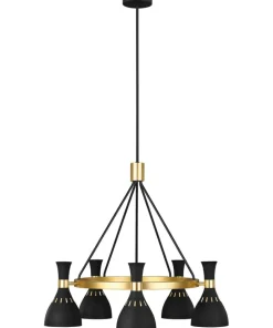 Sale Sklep Kaja Czarna lampa wisząca ze złotym FE-JOAN5-MB z serii JOAN