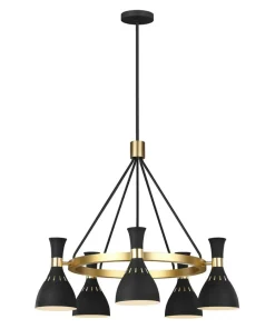 Sale Sklep Kaja Czarna lampa wisząca ze złotym FE-JOAN5-MB z serii JOAN