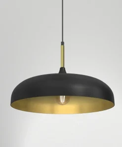 Fashion Sklep Kaja Czarna lampa wisząca ze złotymi elementami MLP7898 z serii LINCOLN | Kaja Oświet
