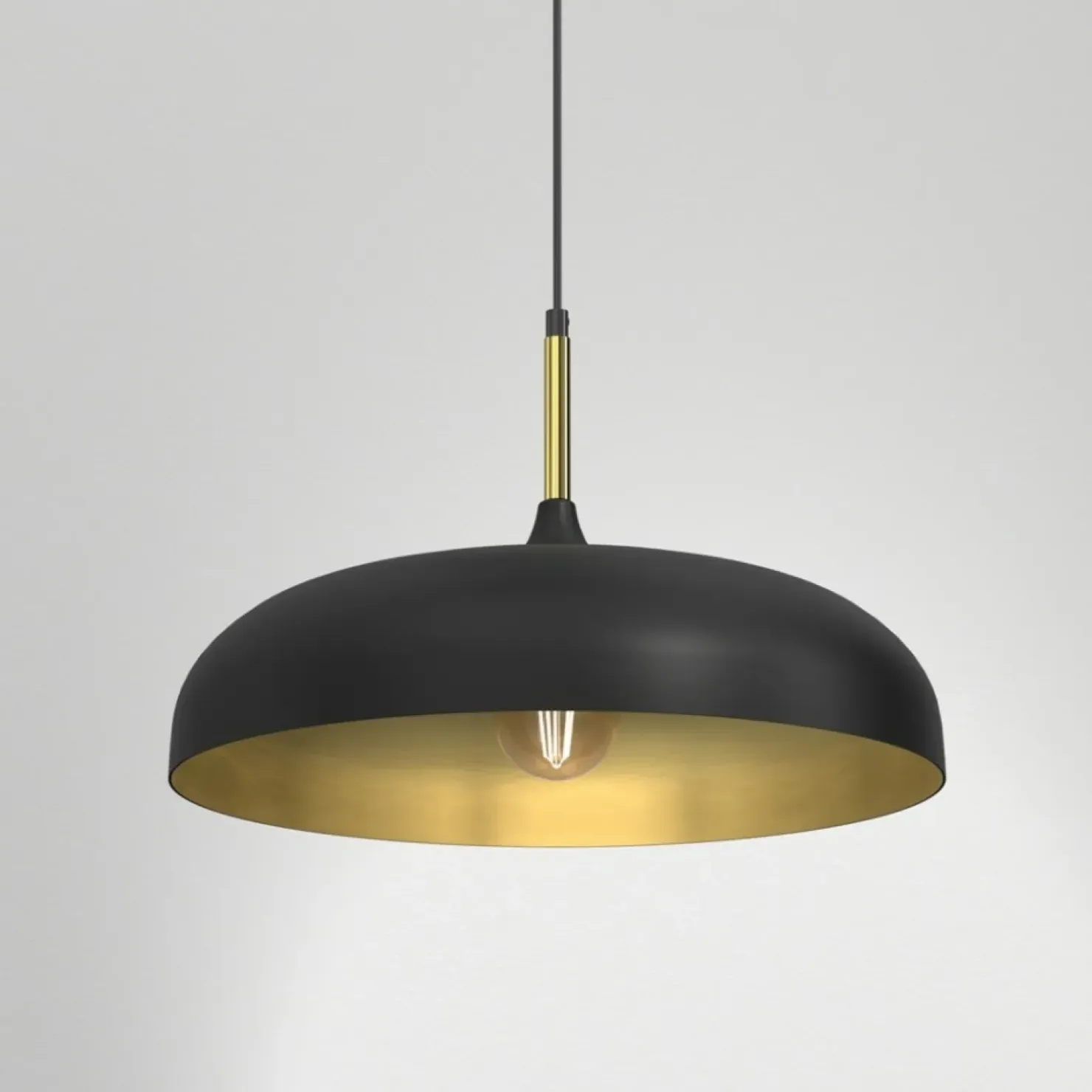 Fashion Sklep Kaja Czarna lampa wisząca ze złotymi elementami MLP7898 z serii LINCOLN | Kaja Oświet