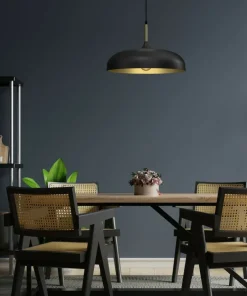 Fashion Sklep Kaja Czarna lampa wisząca ze złotymi elementami MLP7898 z serii LINCOLN | Kaja Oświet