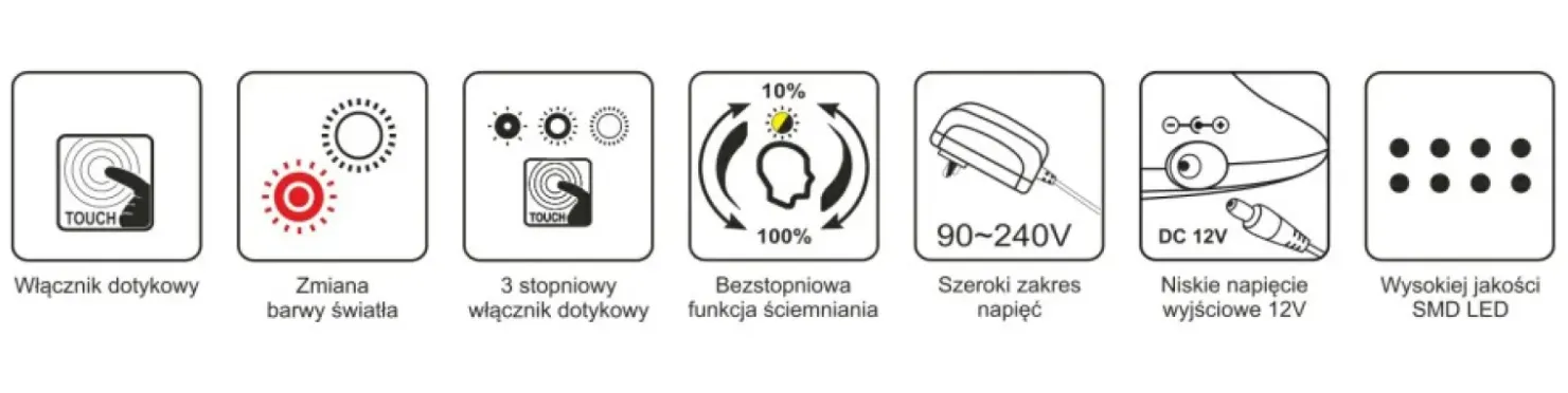 Czarna ledowa lampka biurkowa, ściemniana K-BL1153 z serii GAJA*Sklep Kaja Sale