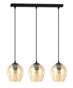 Flash Sale Sklep Kaja Czarna listwa z wiszącymi bursztynowymi kloszami 677/3 ISTAR | Kaja