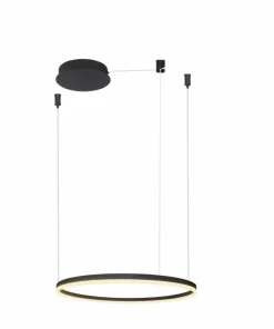 Outlet Sklep Kaja Czarna obręcz LED z ciepłym światłem ⌀60cm AZ4968 HALO | Kaja czarnypiaskowany